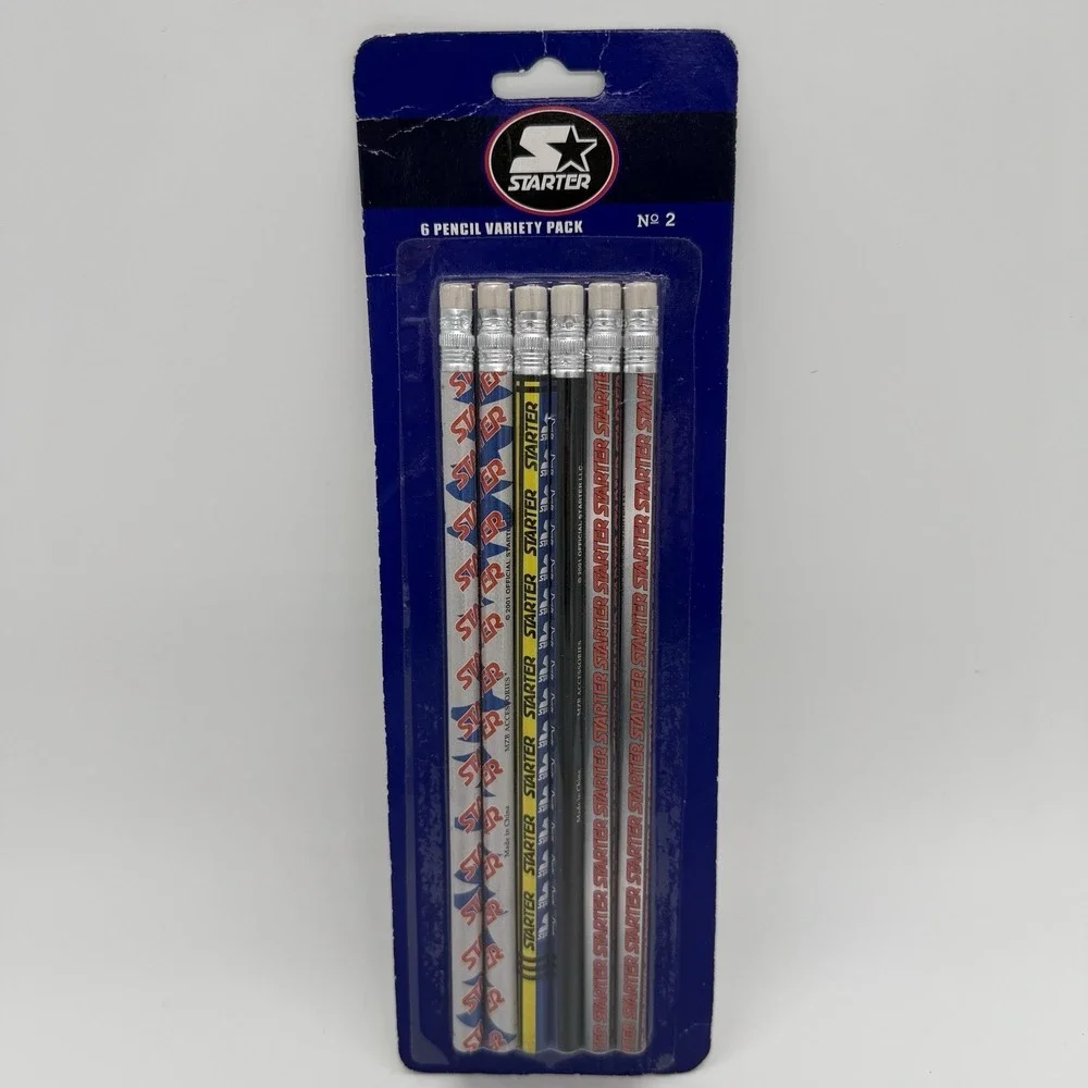 Vintage Starter #2‎ Pencils 6 Pack Metallic Logo NIB 2001 Y2K School